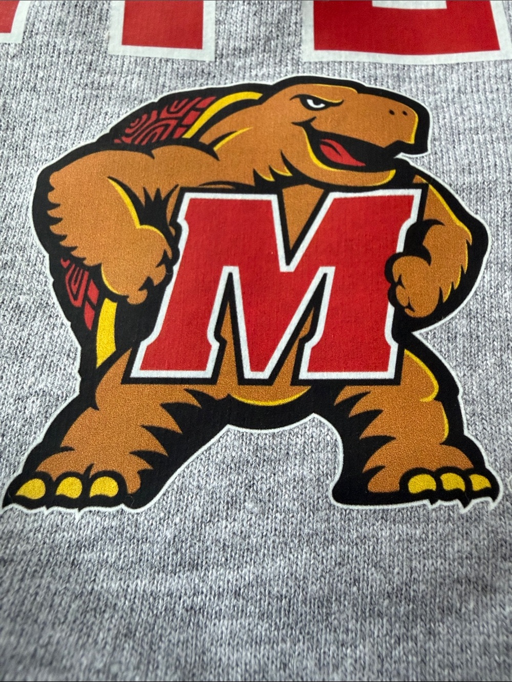 Gildan Gray University of Maryland Crewneck Sweatshirt with Red Print - Picture 4 of 6